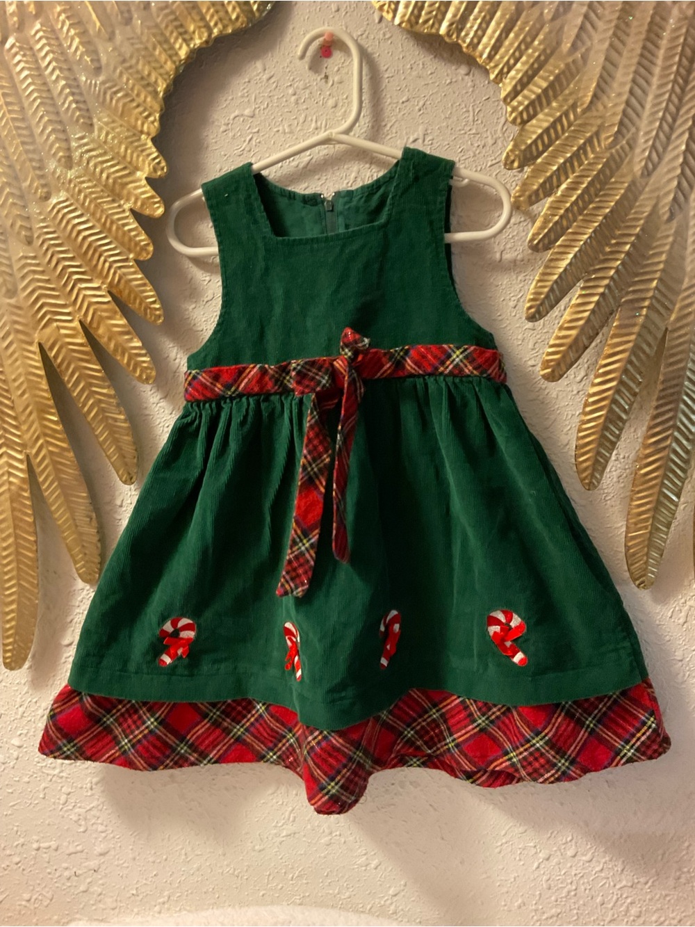 Vintage Style Corduroy Candy Cane Christmas Dress